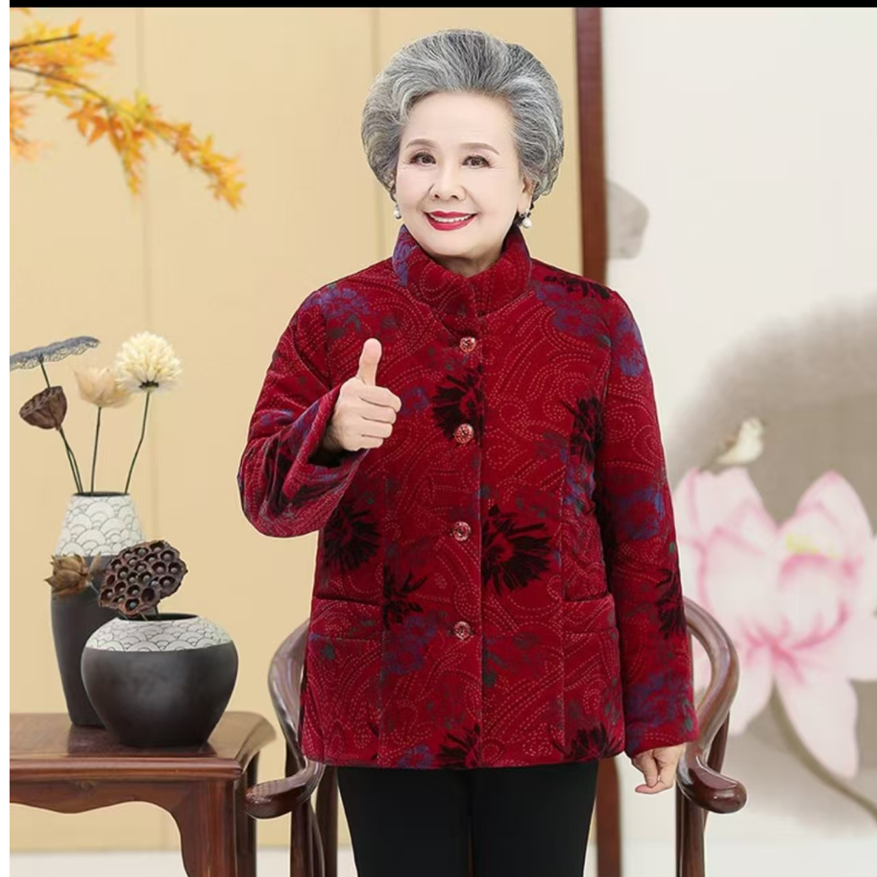 11653衣中老年冬装女加绒加厚棉袄老人衣服妈妈秋冬外套【李亚】