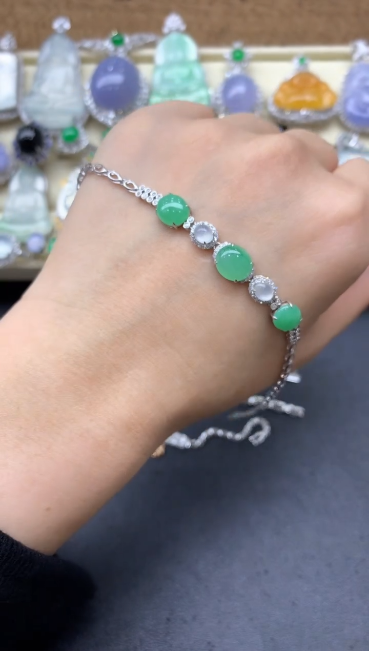 【闪购商品】翡翠手串18K金镶嵌243-中国好珍宝