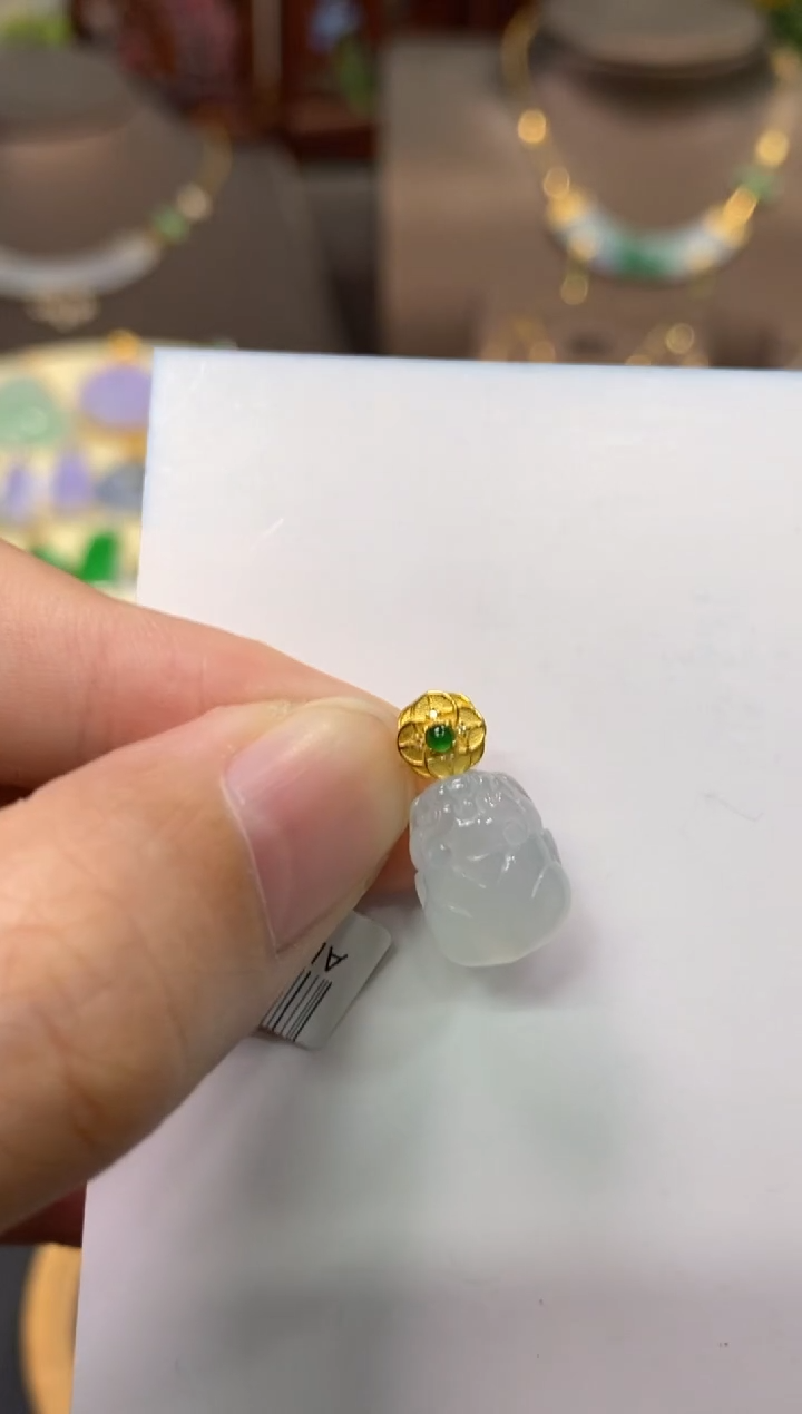 【闪购商品】翡翠颈饰18K金镶嵌净货13933