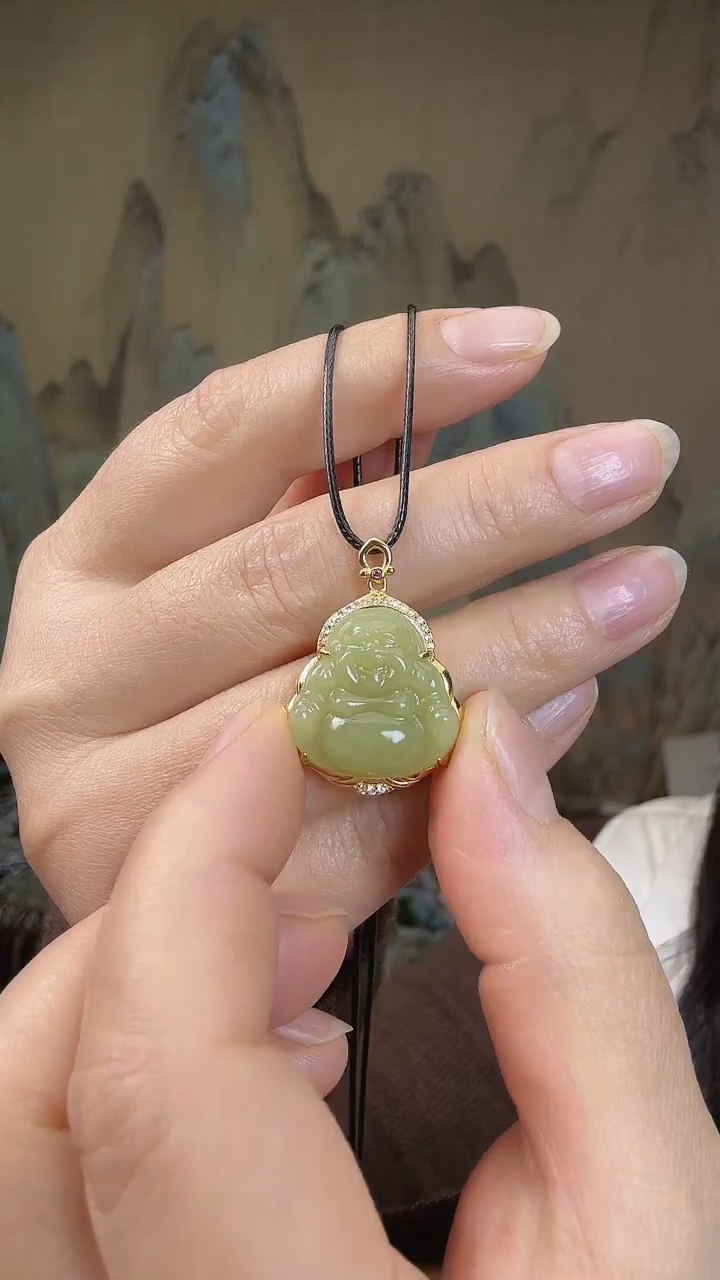 颈饰银S925镶嵌和田玉.