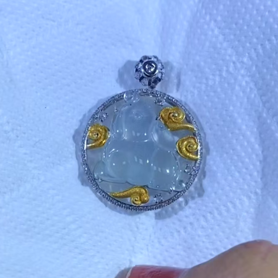 天然缅甸A货翡翠高冰兔子吊坠