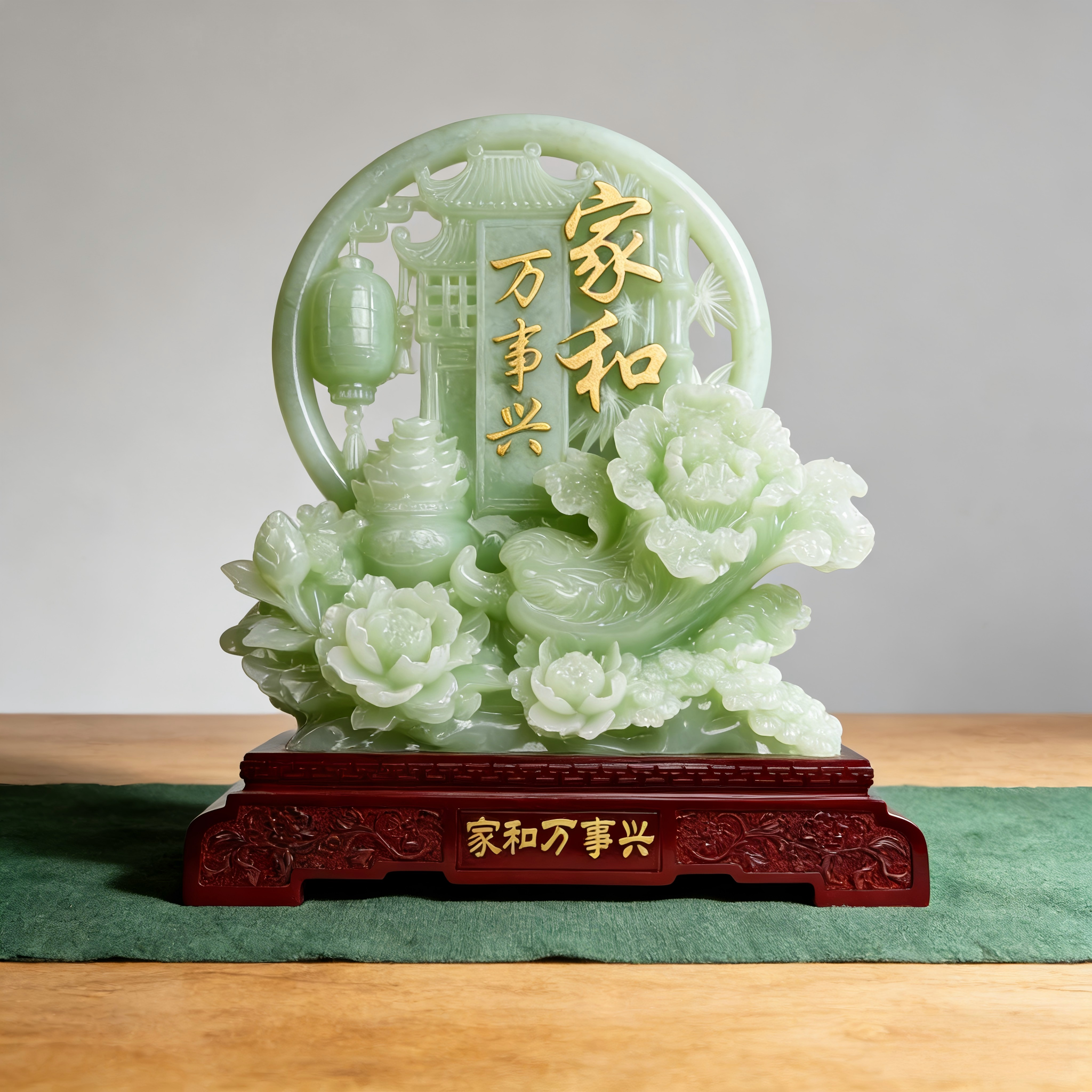 （家和万事兴) 蓝冰玉色高档新中式创意前台客厅玄关装饰摆件 XDH