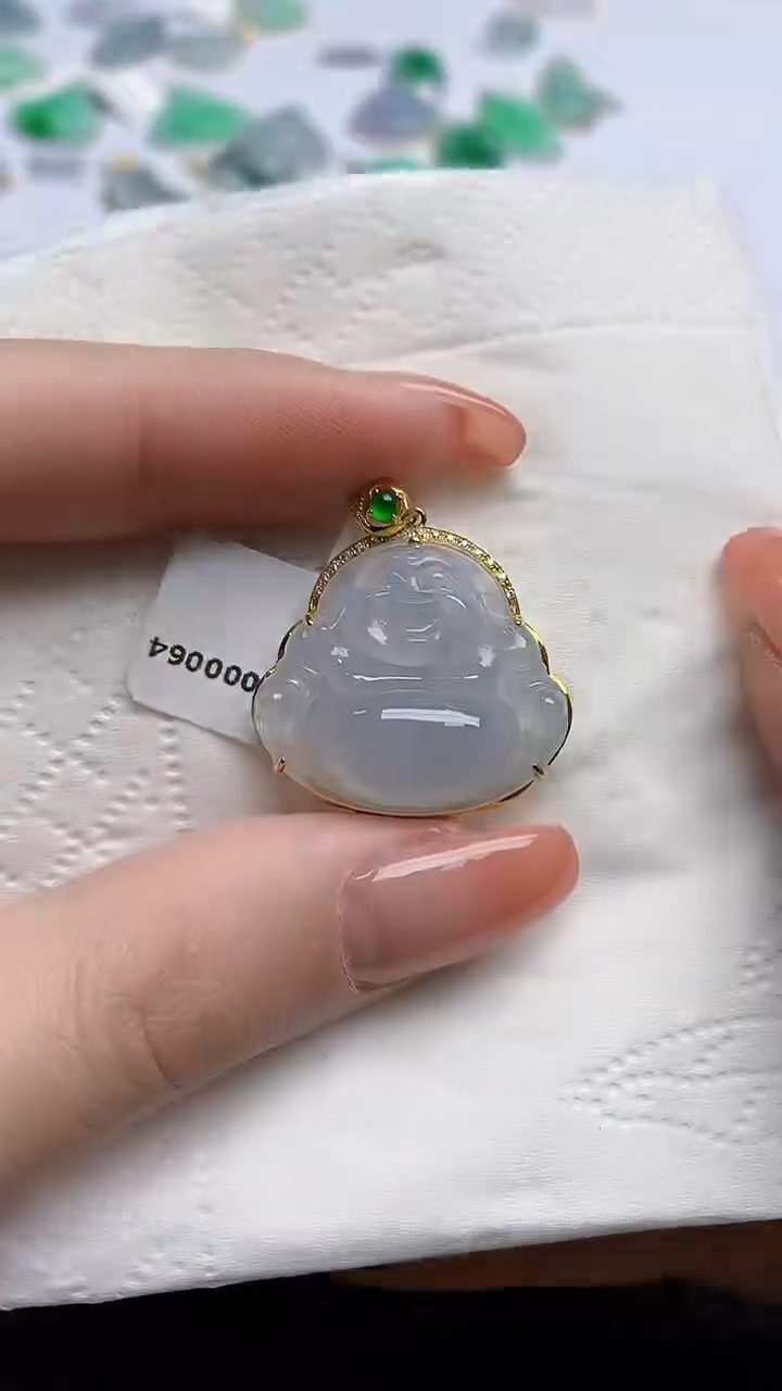 【闪购商品】翡翠颈饰18K金镶嵌天然翡翠A货