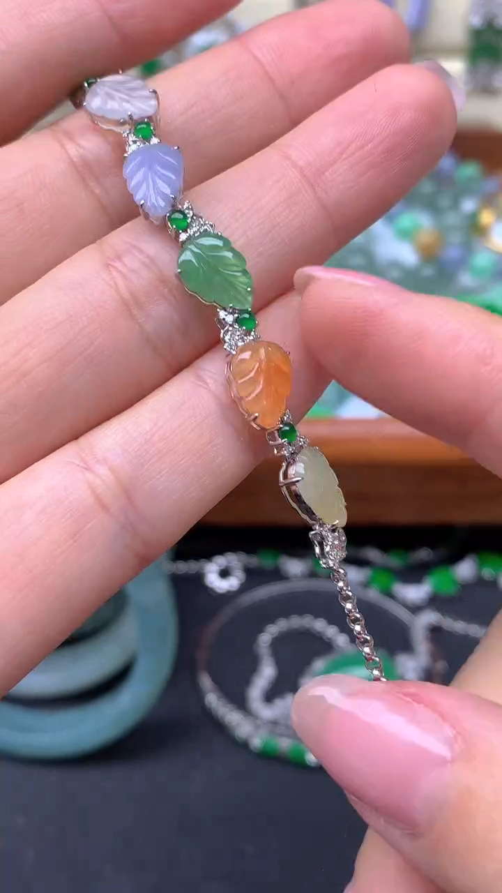 【闪购商品】翡翠手链18K金镶嵌304-天然翡翠