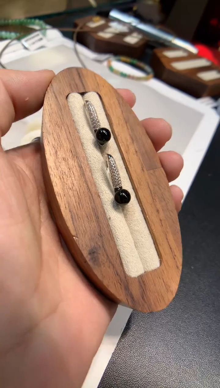 银S925镶嵌翡翠耳饰耳钩 多样性发一件