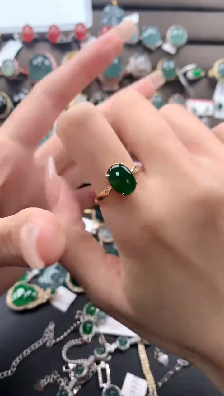 【闪购商品】翡翠戒指银S925镶嵌543543