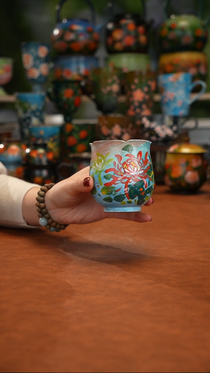 紫砂油画釉下彩手绘