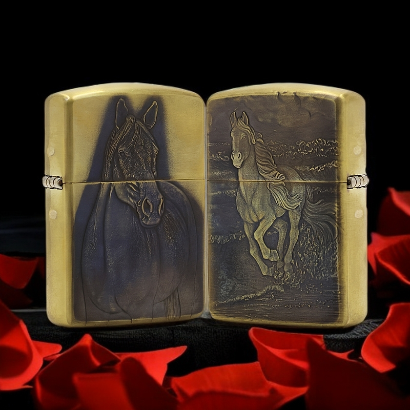ZIPPO/之宝打火机黄铜盔甲【马到成功】原装正品煤油机DYJ1