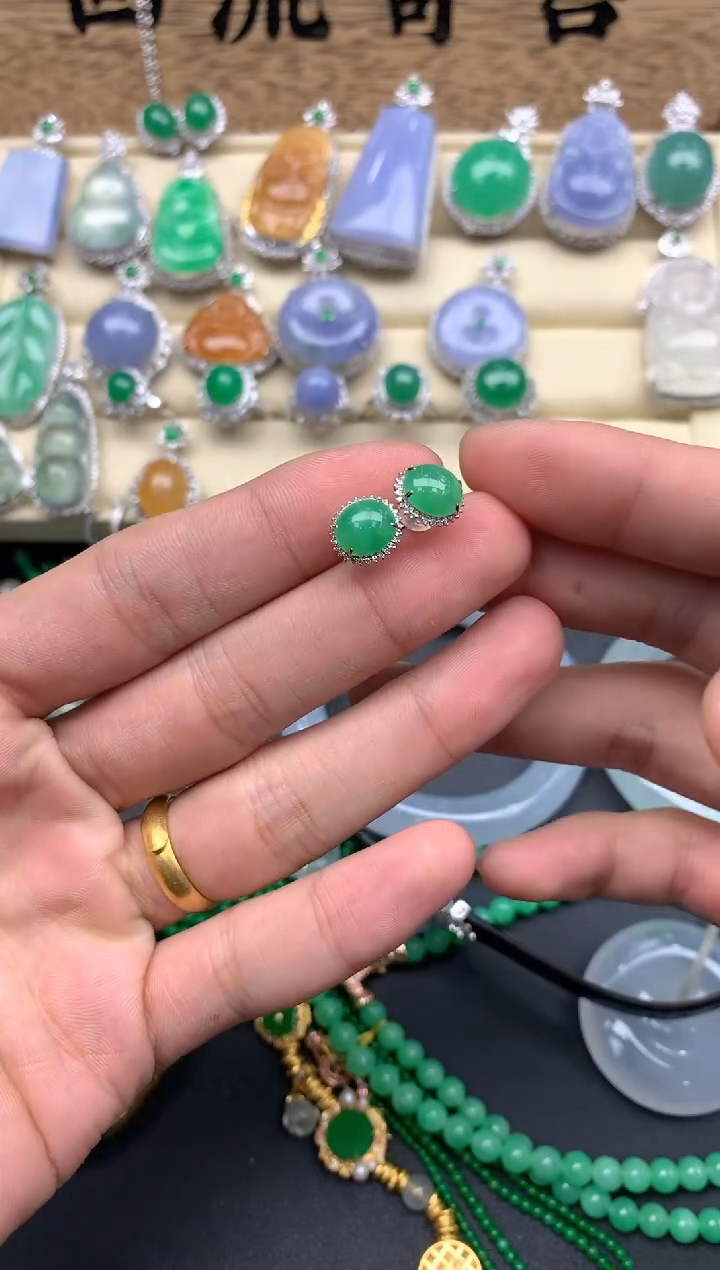 【闪购商品】翡翠耳饰18K金镶嵌310--中国好珍宝