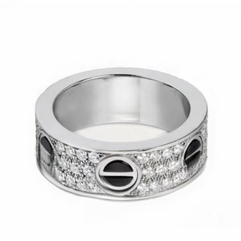 合金戒指 经典镀K 金 轻奢时尚百搭黑钉戒指