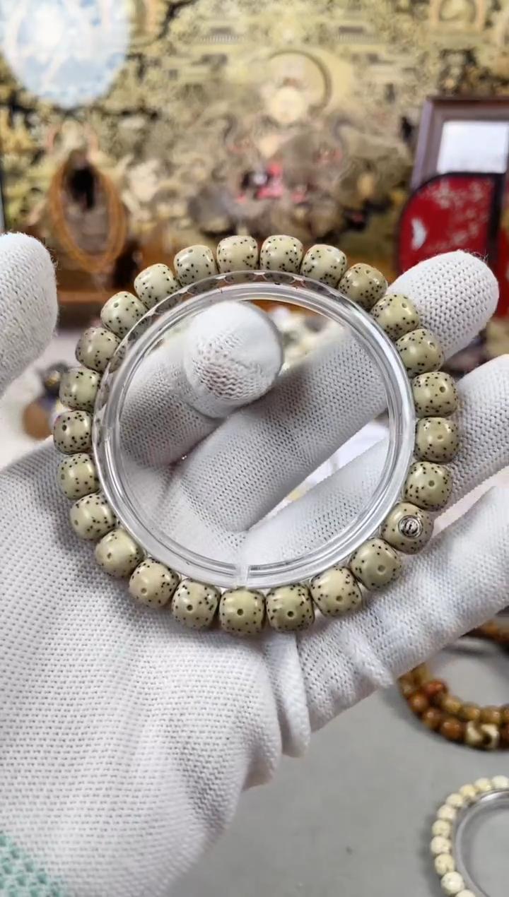 手串星月菩提9*8月带大留白 微氧化 银标级 一物一图！