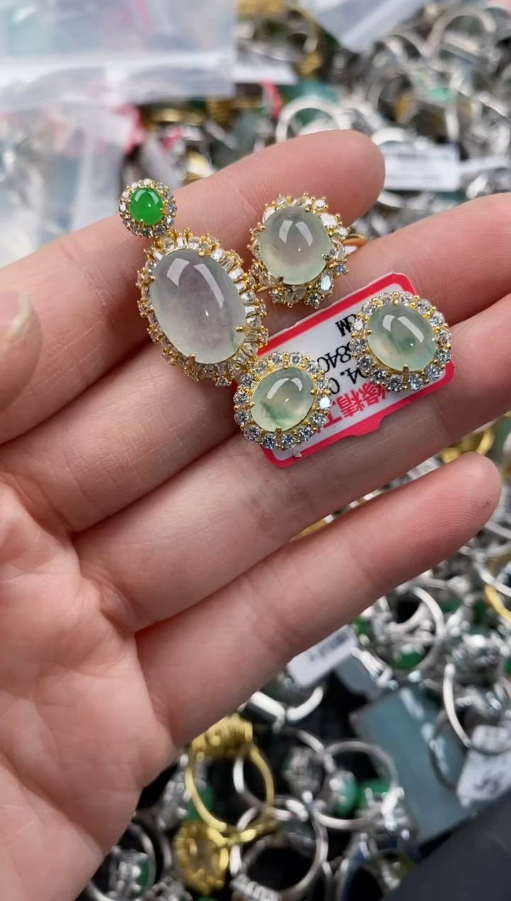 银S925镶嵌戒指翡翠555  3