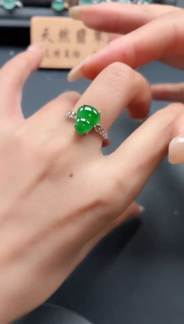 银S925镶嵌戒指翡翠111