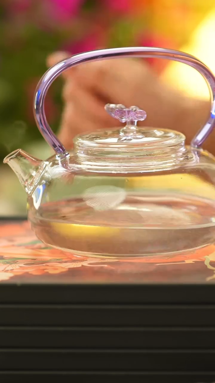 【闪购商品】煮茶壶 双层加厚玻璃 紫蝴蝶er