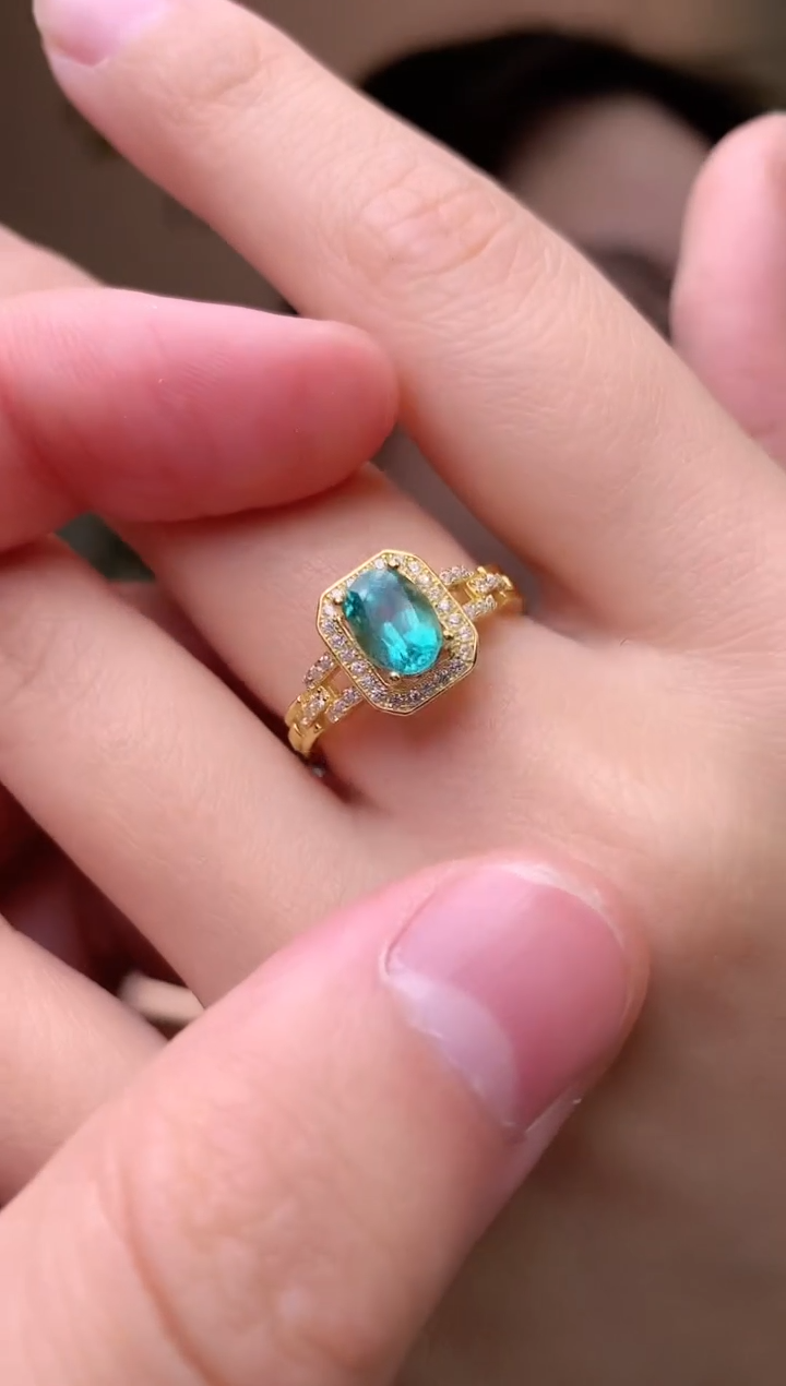 【闪购商品】祖母绿戒指银S925镶嵌戒指