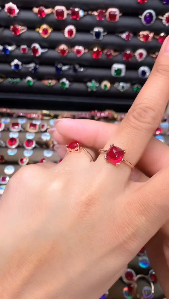 【闪购商品】红宝石戒指银S925镶嵌糖塔