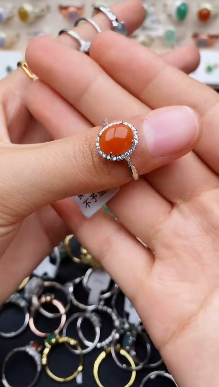 【闪购商品】翡翠戒指银S925镶嵌缅甸翡翠