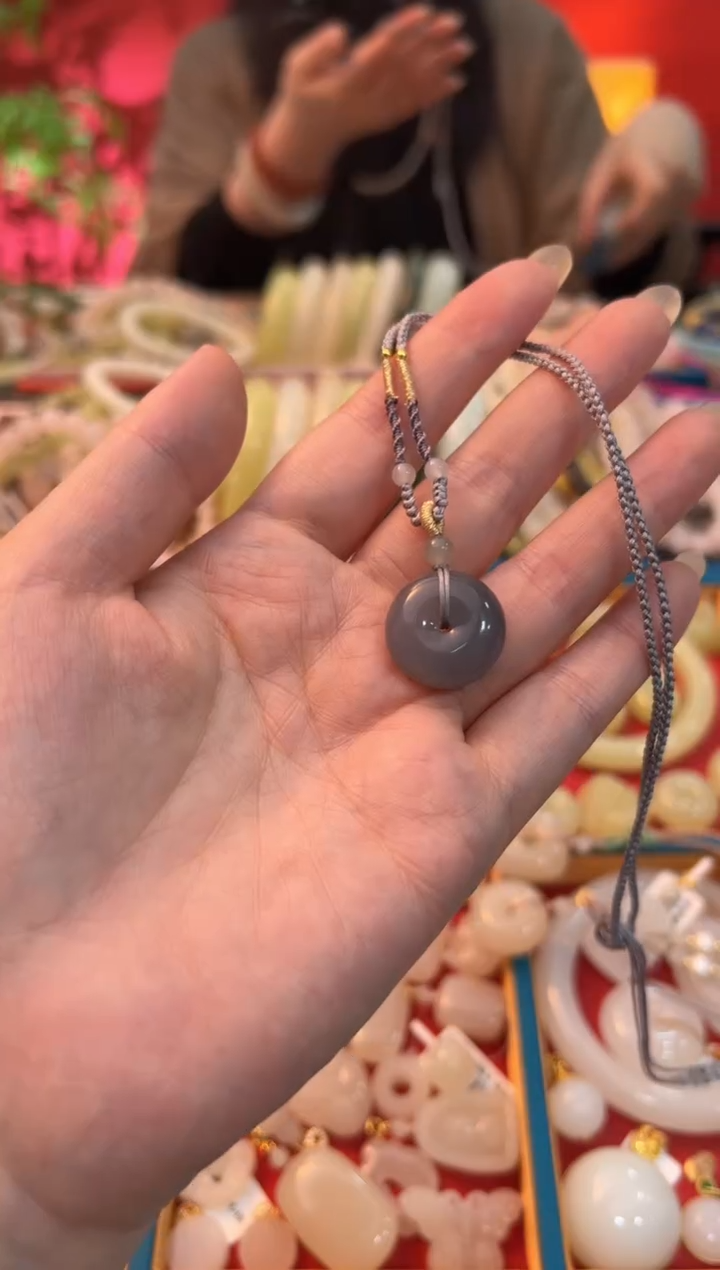 【闪购商品】和田玉吊坠未镶嵌烟紫平安扣20mm