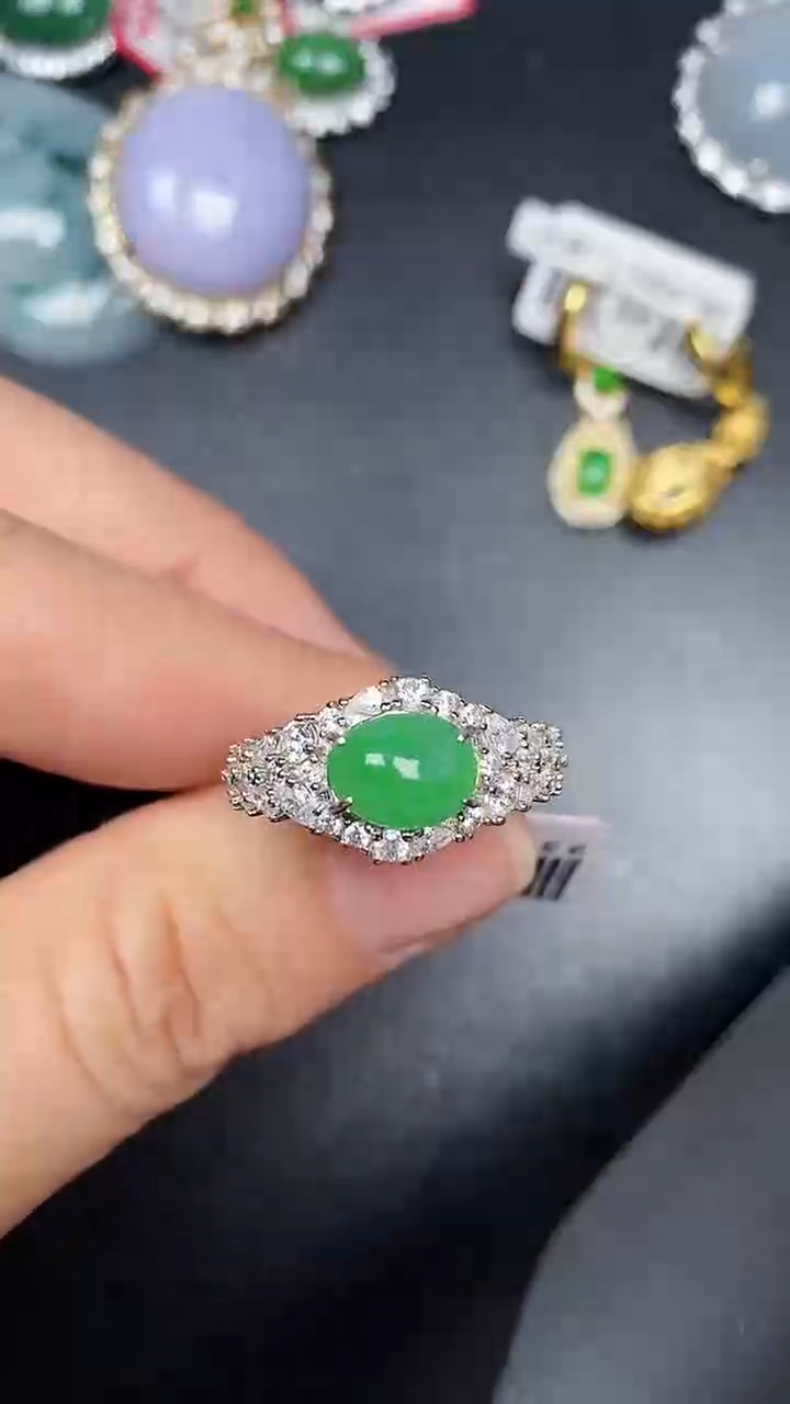 银S925镶嵌戒指翡翠1070