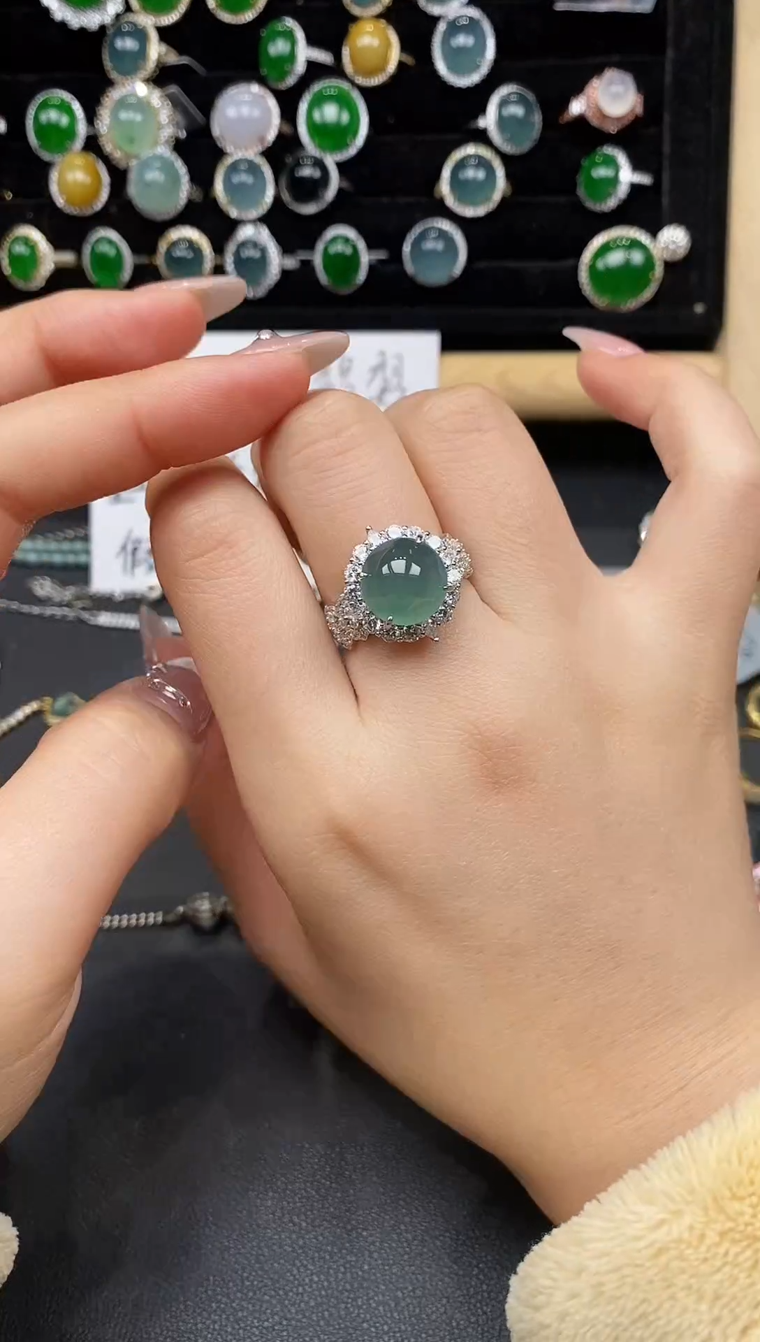 银S925镶嵌戒指翡翠53787