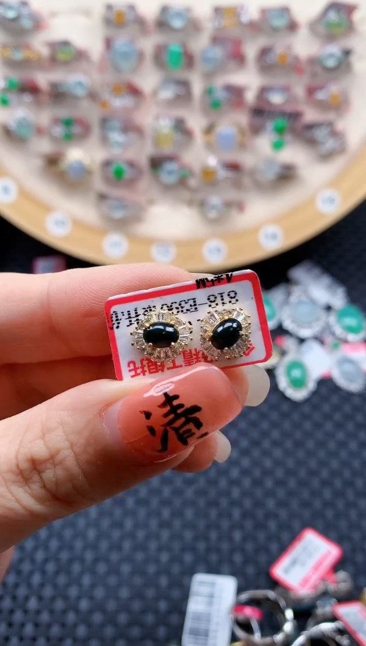 银S925镶嵌戒指翡翠天然A货缅甸翡翠