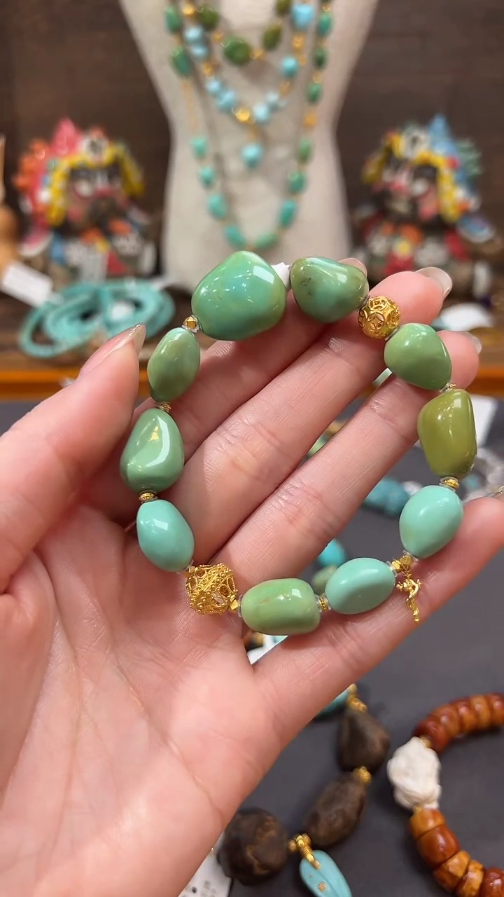 【闪购商品】绿松石手链18K金镶嵌绿松石手链