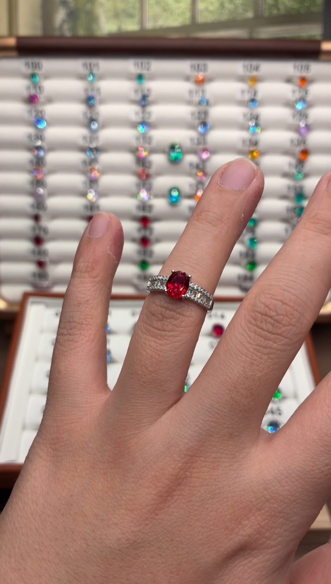 银S925镶嵌戒指红宝石66358