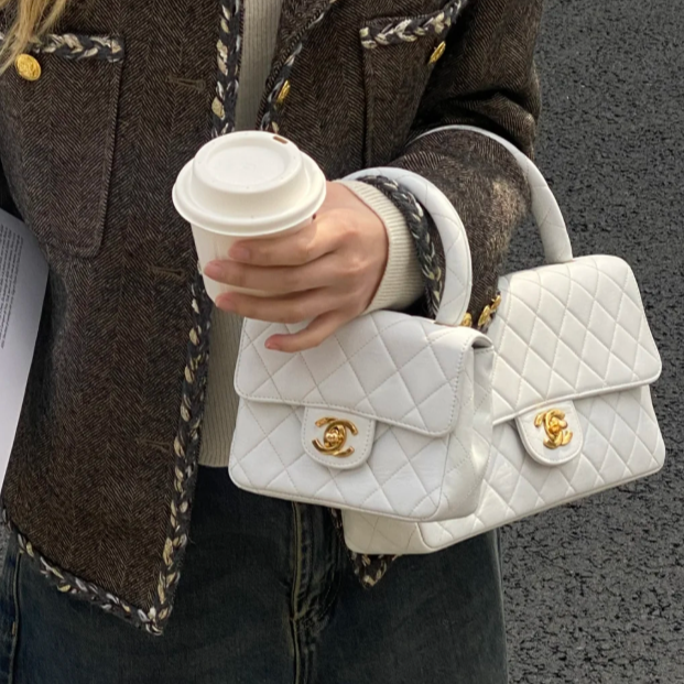 95新 Chanel/香奈儿 小花Jerry P205640806 白色 3开中古 子母包