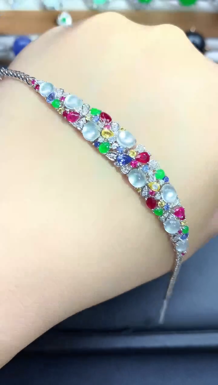 18K金镶嵌手链翡翠589-中国好珍宝