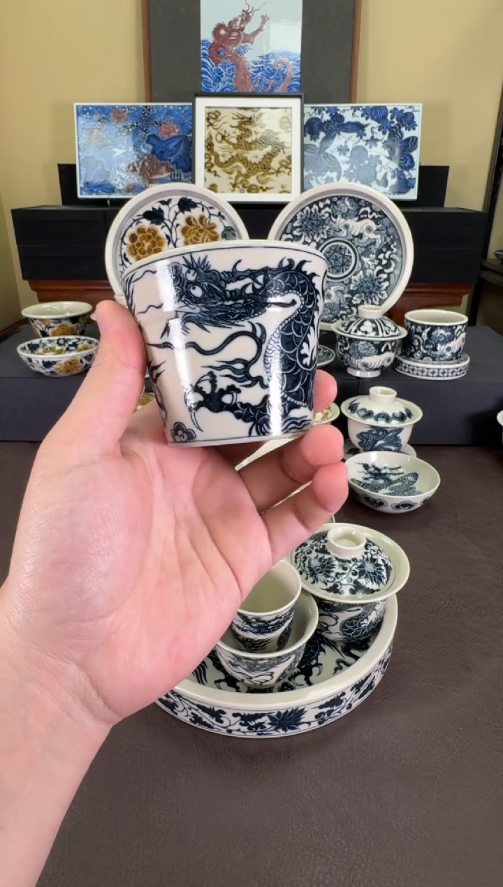 【闪购商品】二号釉1351龙纹冰桶杯