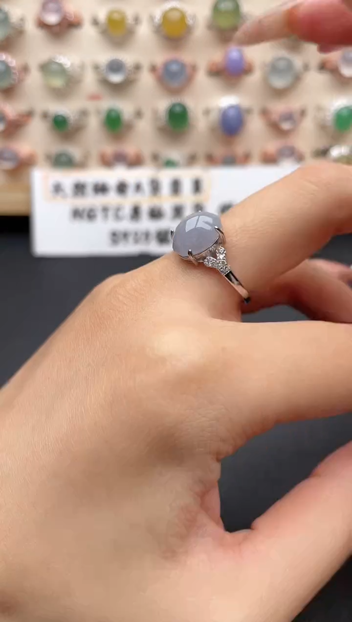 【闪购商品】翡翠戒指银S925镶嵌一物一证一礼盒