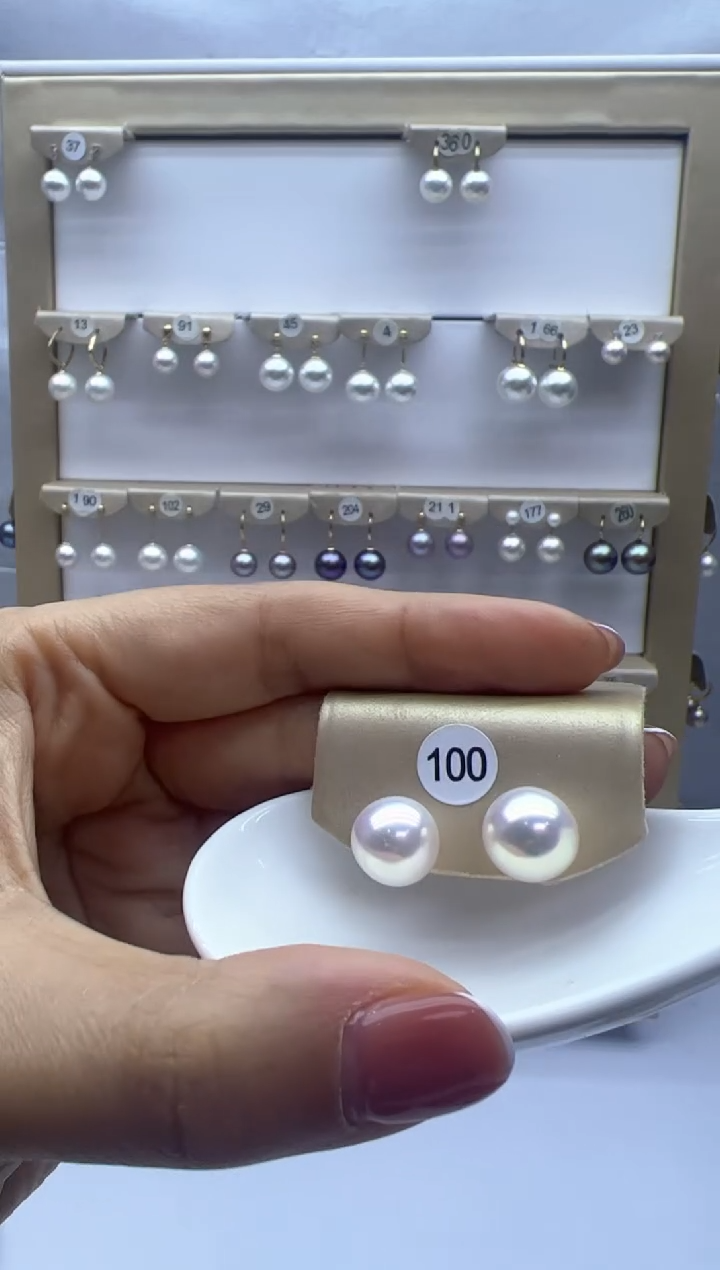 【闪购商品】淡水珍珠耳饰18K金镶嵌100粉光