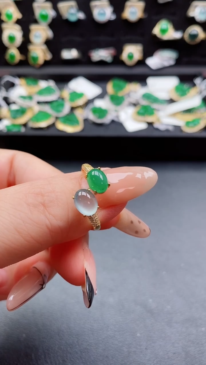 银S925镶嵌戒指翡翠1