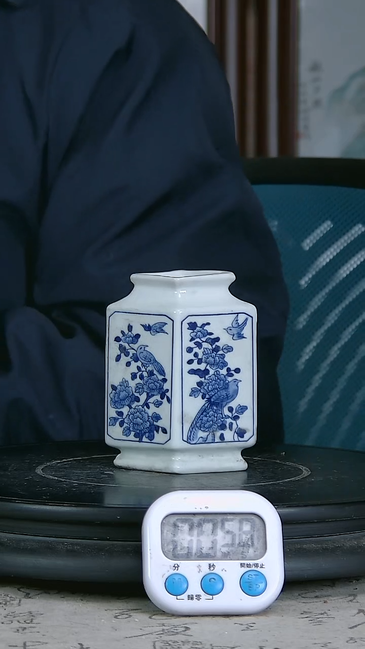 陶鹤*堂青花精绘花鸟图瓶