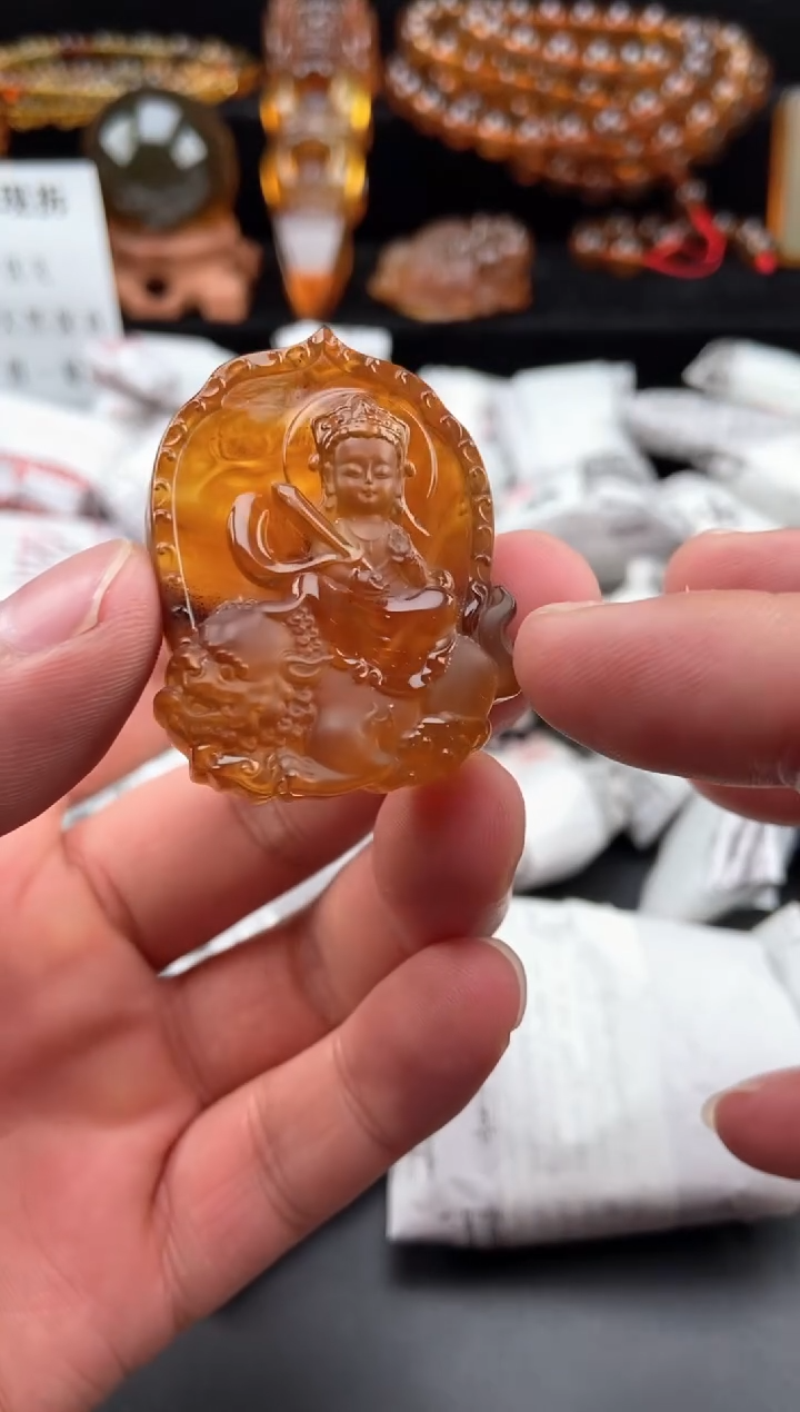 【闪购商品】琥珀颈饰未镶嵌文殊吊坠