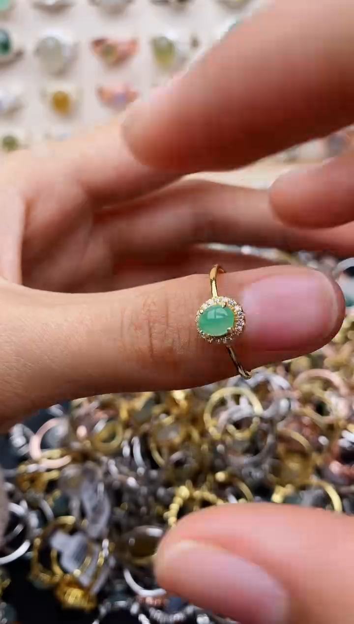 【闪购商品】翡翠戒指银S925镶嵌缅甸翡翠