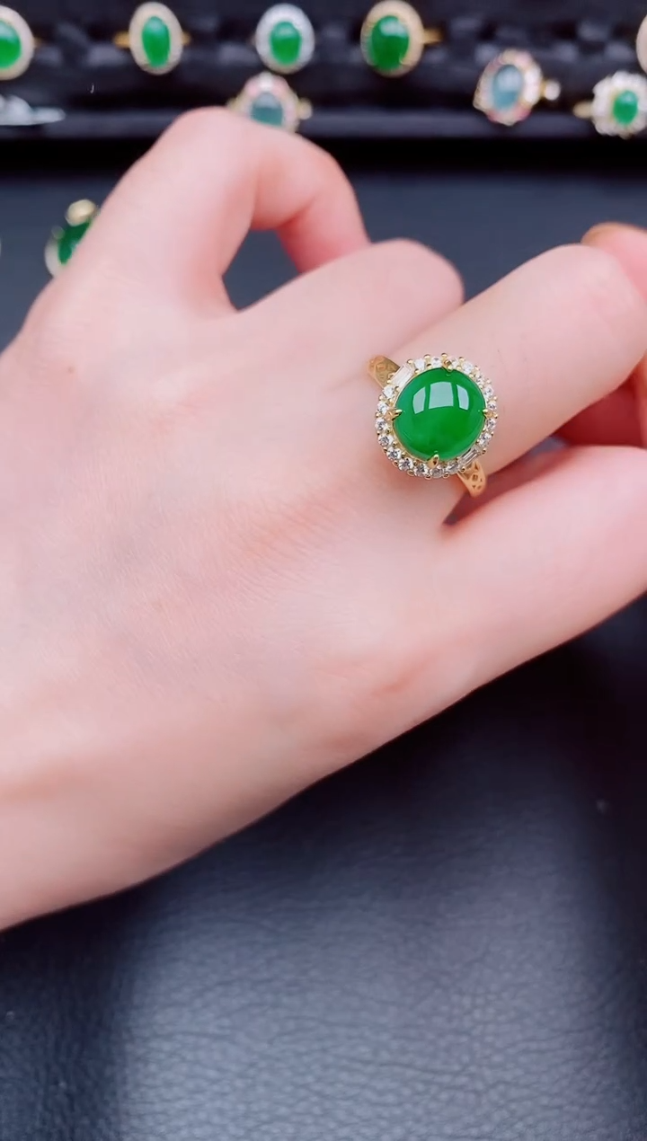 【闪购商品】翡翠戒指银S925镶嵌天然a货翡翠139