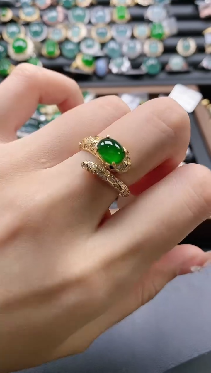 【闪购商品】翡翠戒指银S925镶嵌5151-15