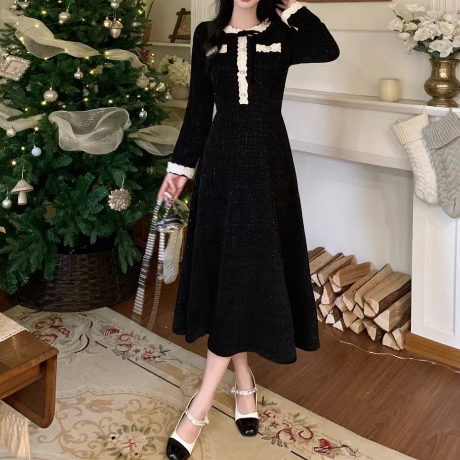 【高品质】大码法式香风雪尼尔亮丝连衣裙