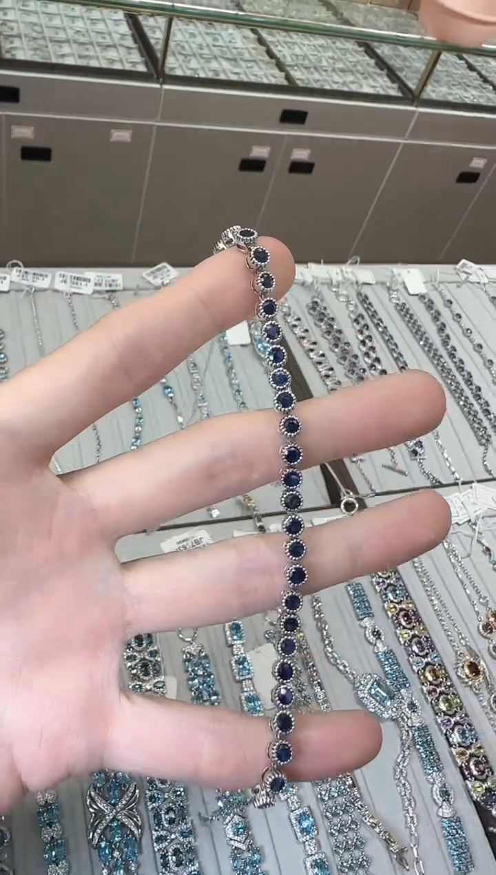 【闪购商品】蓝宝石手链银S925镶嵌5mm精致