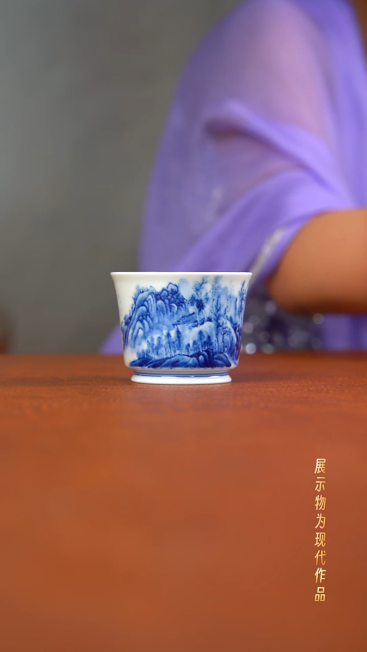 杯子兴怀堂手绘柴窑山水