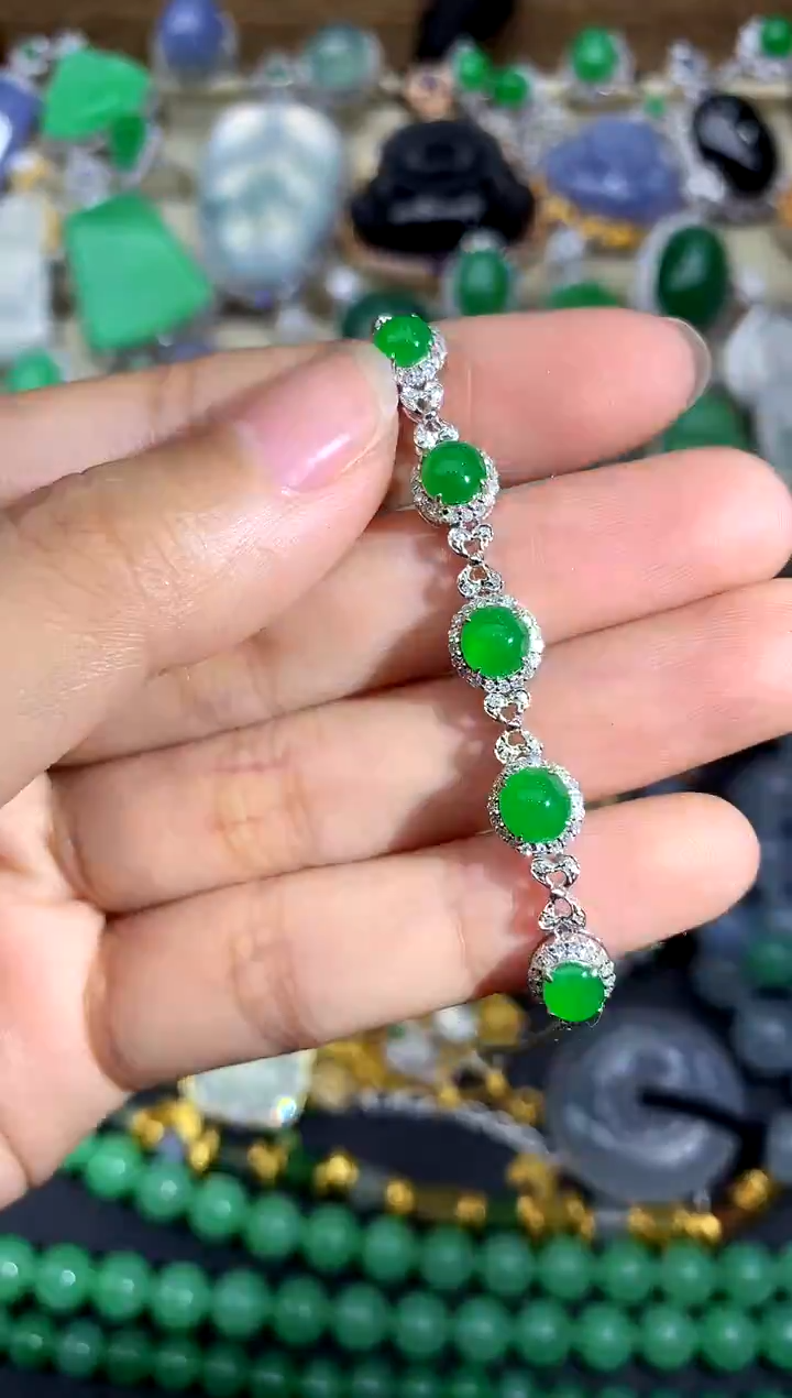 【闪购商品】翡翠手串18K金镶嵌106-中国好珍宝