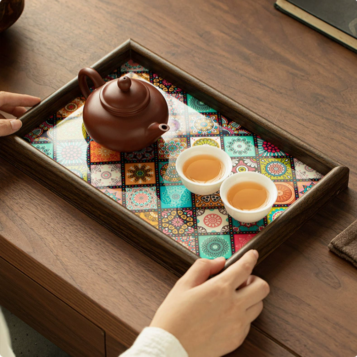 家用新款波西米亚风摆件托盘客厅创意置物盘珠宝首饰零食收纳盘