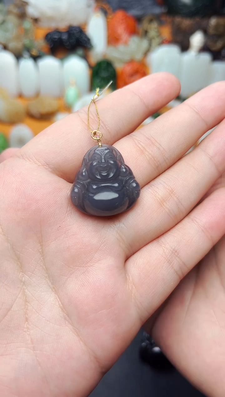 【闪购商品】和田玉颈饰18K金镶嵌佛公01