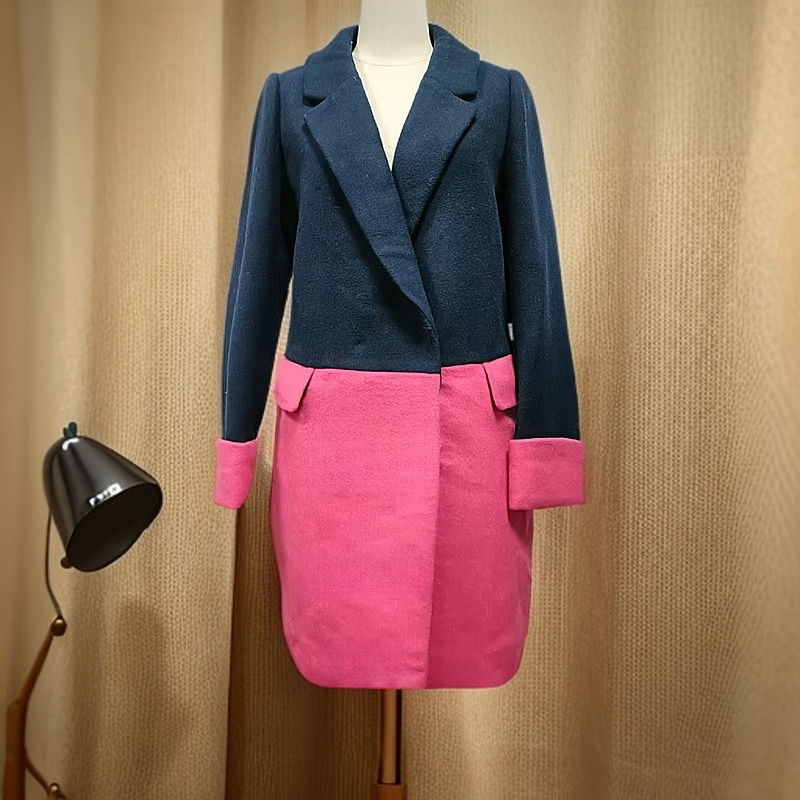 秋冬新款设计拼色中长款外套S913