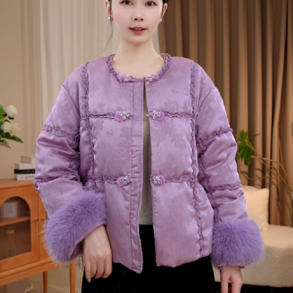 【紫鸢】国风保暖时尚古风秋冬羽绒服2025D9963-瑾玉杭锦仓