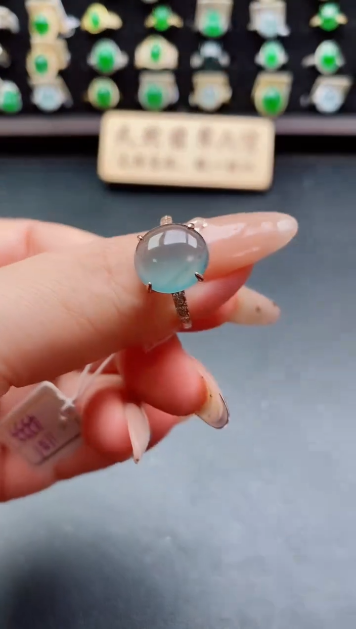 银S925镶嵌戒指翡翠1