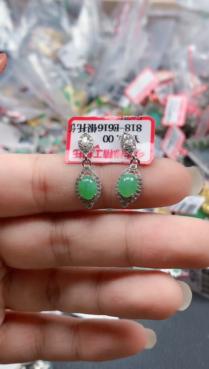 银S925镶嵌戒指翡翠天然A货缅甸翡翠