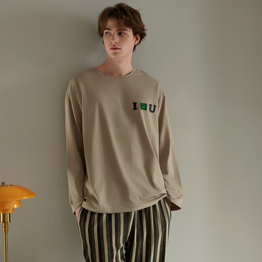 美之梦6711205春季男士新品可外穿圆领家居服套装休闲长袖睡衣