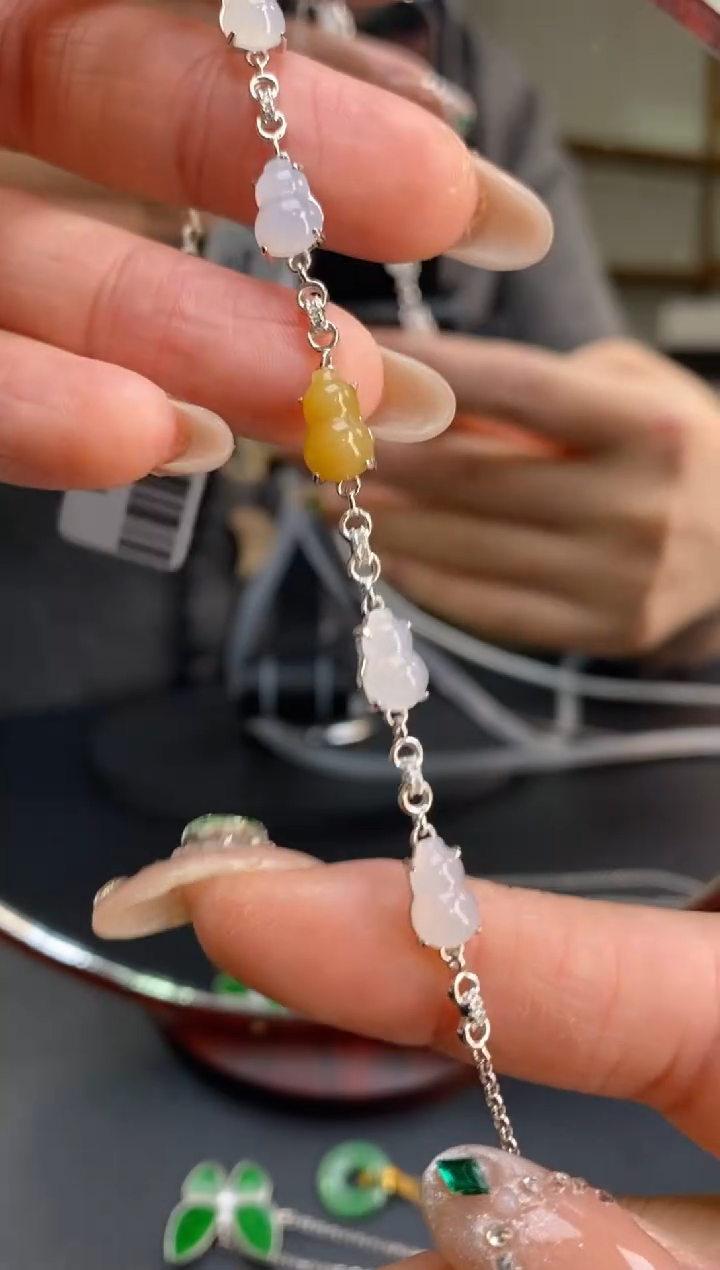 颈饰银S925镶嵌翡翠净货17041